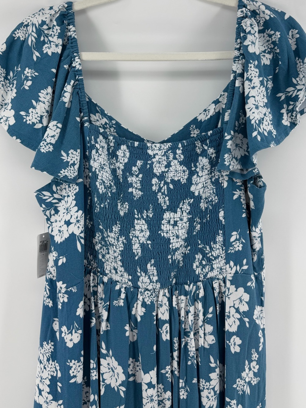 NWT Old Navy Flutter-Sleeve Crepe Midi Dress in Blue White Floral, Women's Large - Picture 7 of 10